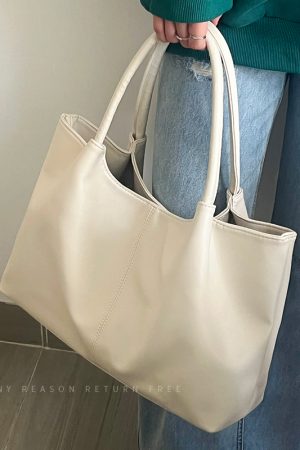 Large Capacity PU Leather Tote Bag for Women - Versatile Korean Style Fashion Commuting Shoulder Bag 2024