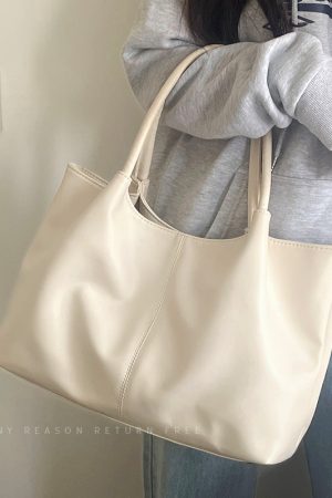 Large Capacity PU Leather Tote Bag for Women - Versatile Korean Style Fashion Commuting Shoulder Bag 2024