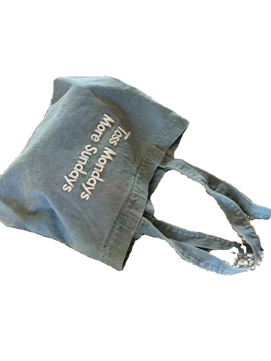 Large Capacity Retro Denim Canvas Tote Bag for Commuters and College Students - Embroidered Shoulder Handbag Large Capacity Retro Denim Canvas Tote Bag for Commuters and College Students - Embroidered Shoulder Handbag