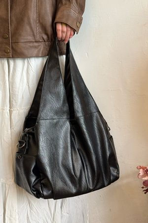 Large Capacity Retro Tote Bag for Women, Soft Leather Handbag, Versatile Motorcycle Style, High-End Niche Fashion Accessory