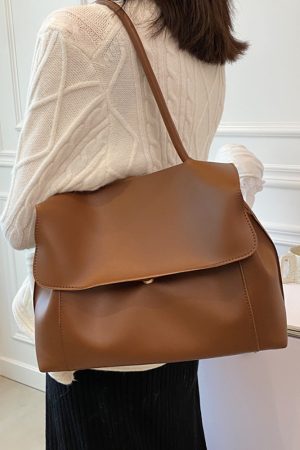 Large Capacity Soft Leather Handbag - Retro Minimalist Tote Shoulder Bag for Women