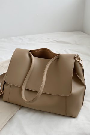 Large Capacity Soft Leather Handbag - Retro Minimalist Tote Shoulder Bag for Women