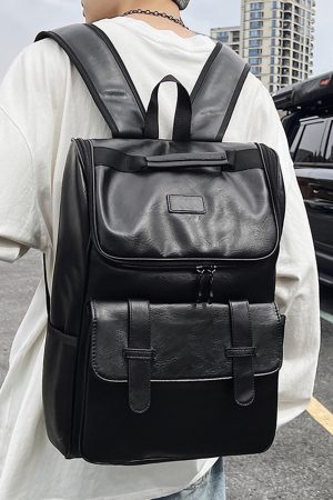 Large Capacity Unisex Genuine Leather Backpack for Travel & School - European American Style Double Shoulder Laptop Bag