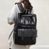 Large Capacity Unisex Genuine Leather Backpack for Travel & School - European American Style Double Shoulder Laptop Bag