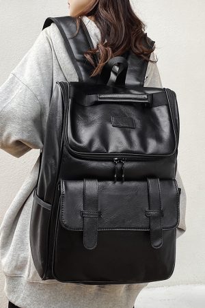 Large Capacity Unisex Genuine Leather Backpack for Travel & School - European American Style Double Shoulder Laptop Bag