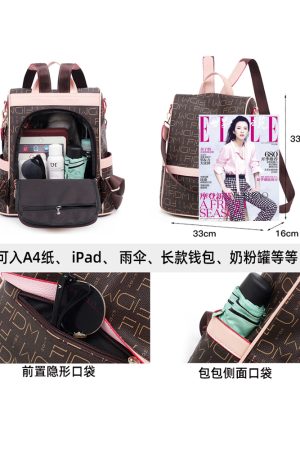 Large Capacity Women's Backpack - Fashionable Commuting Bag, Double Shoulder Design, European and American Style, Ideal for Moms