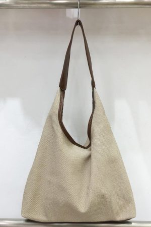 Large Capacity Women's Canvas Woven Underarm Tote Bag - Casual Versatile Style for 2024, Perfect for Daily Use