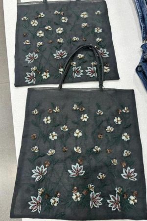 Large Capacity Women's Commuter Tote Bag - 2025 New Embroidered Floral Daisy Mesh Design