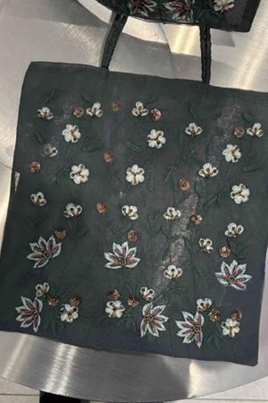 Large Capacity Women's Commuter Tote Bag - 2025 New Embroidered Floral Daisy Mesh Design