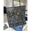 Large Capacity Women's Commuter Tote Bag - 2025 New Embroidered Floral Daisy Mesh Design
