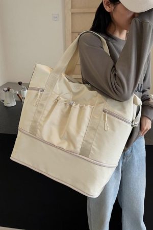 Large Capacity Women's Tote Bag for Travel, Fitness, Business Trips - Versatile Maternity & Luggage Storage with Trolley Compatibility