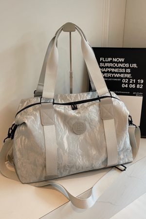 Large Capacity Women's Travel Bag - Solid Color, Portable Hand-Held Design, Ideal for Maternity, Sports, Gym, and Luggage.