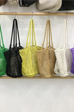 Large Capacity Woven Fishing Net Beach Bag - Stylish Summer Shoulder Tote for Vacation, Underarm Carry, and Casual Outings