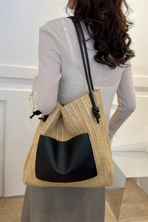 Large Capacity Woven Straw Bag for Women - Versatile Summer 2025 Shoulder Crossbody Tote - Perfect Beach Commuter Style
