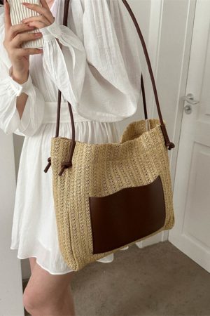 Large Capacity Woven Straw Bag for Women - Versatile Summer 2025 Shoulder Crossbody Tote - Perfect Beach Commuter Style