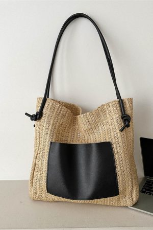 Large Capacity Woven Straw Bag for Women - Versatile Summer 2025 Shoulder Crossbody Tote - Perfect Beach Commuter Style