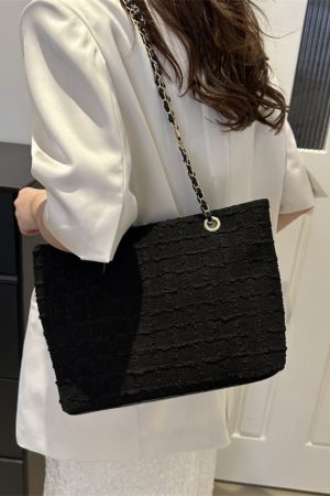 Large Textured Retro Handbag for Women - Trendy 2025 Korean Style Shoulder Tote Bag with High Capacity