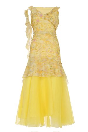 Layered Floral A-Line Dress for Women - Fresh Field Spaghetti Strap Dress, Gentle and Skin-Whitening, Perfect for Spring and Summer