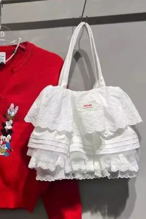 Layered Lace Shoulder Tote Bag for Women - Large Capacity Commuter Bag, 2025 Fashion Trend, Stylish and Versatile Daily Use