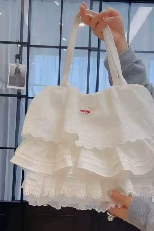 Layered Lace Shoulder Tote Bag for Women - Large Capacity Commuter Bag, 2025 Fashion Trend, Stylish and Versatile Daily Use
