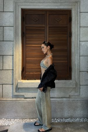 Leopard Print Bikini with Shiny Gold Thread, Quick-Dry Fabric & Removable Chest Pad - Trendy Swimwear for Y2K Style