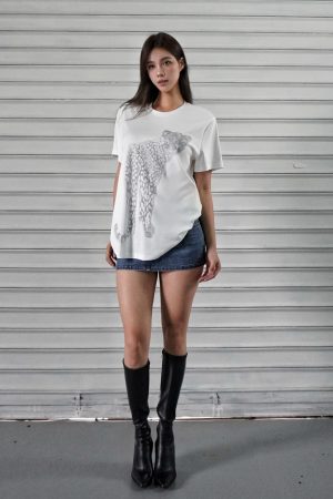 Leopard Print Loose-Fit T-shirt - Trendy Casual Top for 90s Inspired Street Style