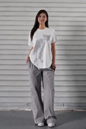 Leopard Print Loose-Fit T-shirt - Trendy Casual Top for 90s Inspired Street Style