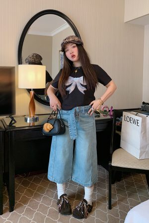 Leopard Print Wide-Leg Jeans for Women - High-Waisted Cropped Pants in Loose Lazy Style, Spring/Summer 2025 Fashion