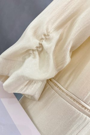 Light Beige Chinese Style Women's Suit Jacket - Thin Draped Fashionable Trendy Summer 2025 Small Suit for Elegant Looks