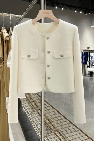Light Beige Semi-Mature Fragrant Wind Coat for Women - New Spring 2025 Draped Short Top for Autumn, Chic Casual Style