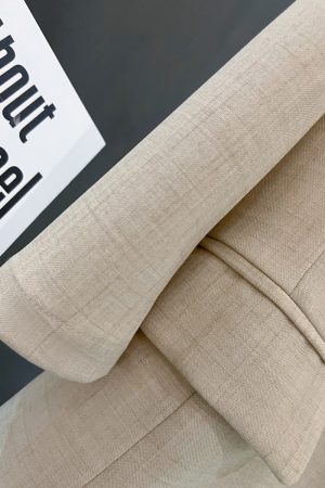 Light Beige Thin Cotton-Linen Blazer for Women - Vintage Commuting Suit Jacket, 2025 Spring Summer Fashion Essentials
