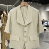 Light Beige Thin Design Blazer for Women - Vintage College Style Suit, 2025 Summer Trend, Chic and Mature Fashion