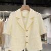 Light Beige Thin Women's Blazer Jacket - 2025 Summer New Gentle Academy Style, Chic English Fashion Outerwear