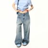 Light Blue Heavyweight Retro Jeans for Men and Women - Loose Straight Wide-Leg Long Pants, Trendy 90s American Style