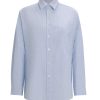 Light Blue Striped Casual Long Sleeve Shirt - Classic Loose Fit for Effortless Style, Perfect for 90s and Y2K Inspired Looks