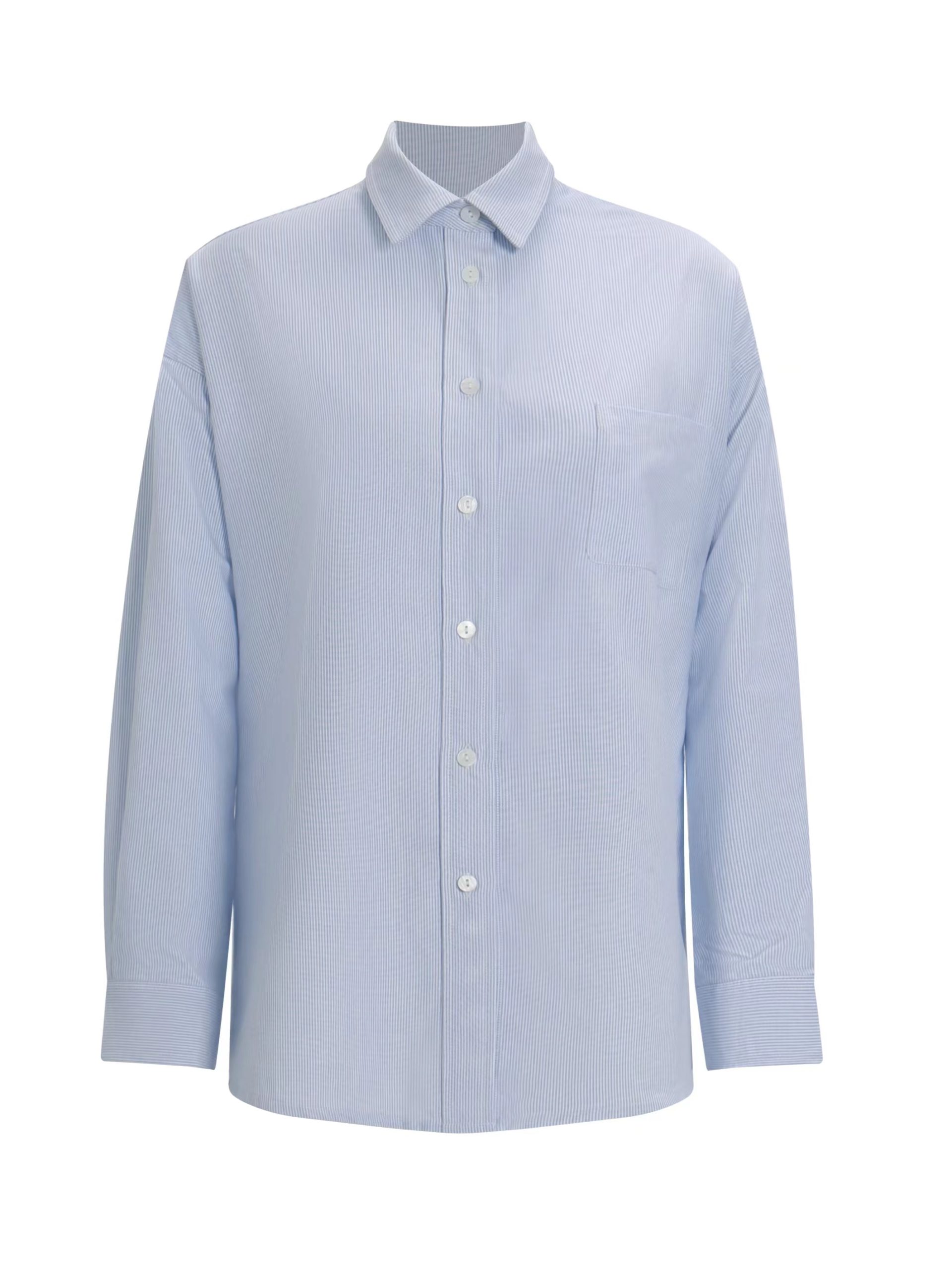 Light Blue Striped Casual Long Sleeve Shirt - Classic Loose Fit for Effortless Style, Perfect for 90s and Y2K Inspired Looks Light Blue Striped Casual Long Sleeve Shirt - Classic Loose Fit for Effortless Style, Perfect for 90s and Y2K Inspired Looks