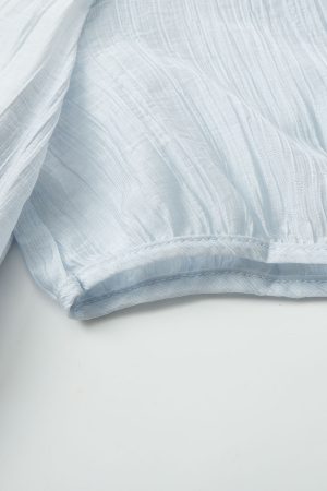 Light Blue Tassel Tie Dress for Women - Summer National Style Loose Fit, Beautiful Design, Small Size, Perfect for Y2K and Korean Fashion