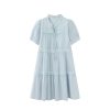 Light Blue Tassel Tie Dress for Women - Summer National Style Loose Fit, Beautiful Design, Small Size, Perfect for Y2K and Korean Fashion