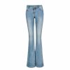 Light Blue Washed Low-Rise Slim-Fit Stretchy Flared Jeans - Vintage Y2K Style Denim Trousers for Trendy Casual Looks