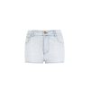Light Blue Washed Stretchy Denim Shorts for Women - Retro 90s Style High-Waisted Casual Summer Shorts