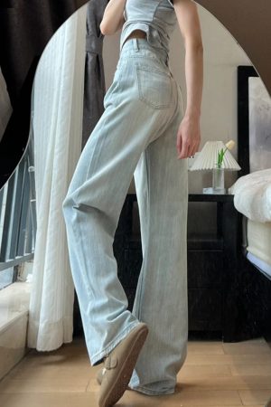 Light-Colored High-Waisted Wide-Leg Denim Pants for Women - Summer 2025 Plus Size Slim-Fit Straight-Leg Style