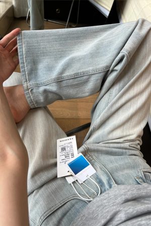 Light-Colored High-Waisted Wide-Leg Denim Pants for Women - Summer 2025 Plus Size Slim-Fit Straight-Leg Style