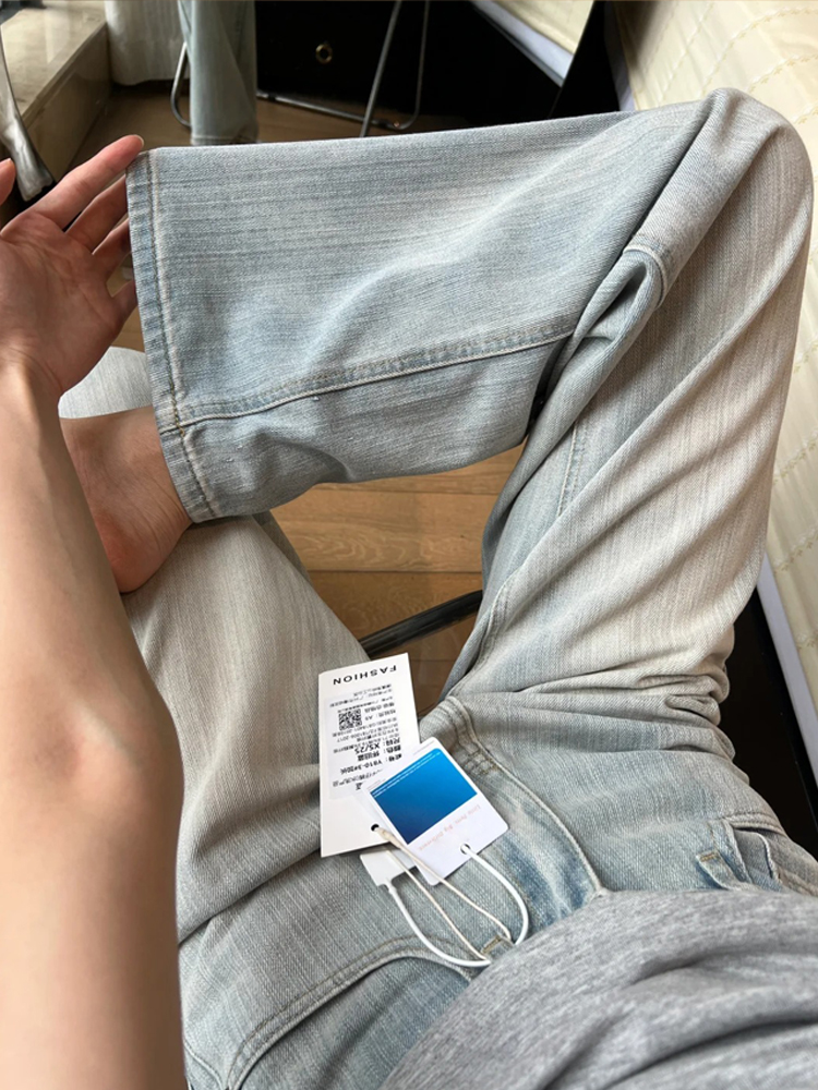 Light-Colored High-Waisted Wide-Leg Denim Pants for Women - Summer 2025 Plus Size Slim-Fit Straight-Leg Style Light-Colored High-Waisted Wide-Leg Denim Pants for Women - Summer 2025 Plus Size Slim-Fit Straight-Leg Style