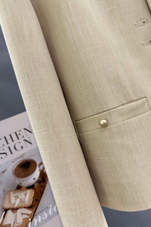 Light Khaki French-Style Short Blazer for Women, Spring Autumn 2025, Chic Mature Top, Korean Style Fashion