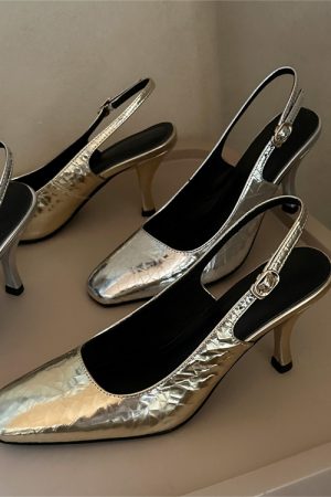 Light Luxury French Square-Toe Lambskin Mule High-Heeled Sandals - Open Back Italian Style Socialite Footwear