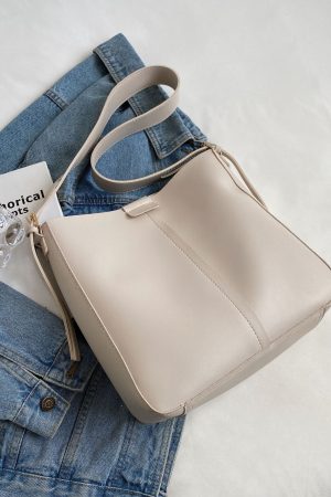 Light Luxury Retro High-End Bucket Bag for Women - Versatile Minimalist Shoulder Crossbody Bag for Commuting