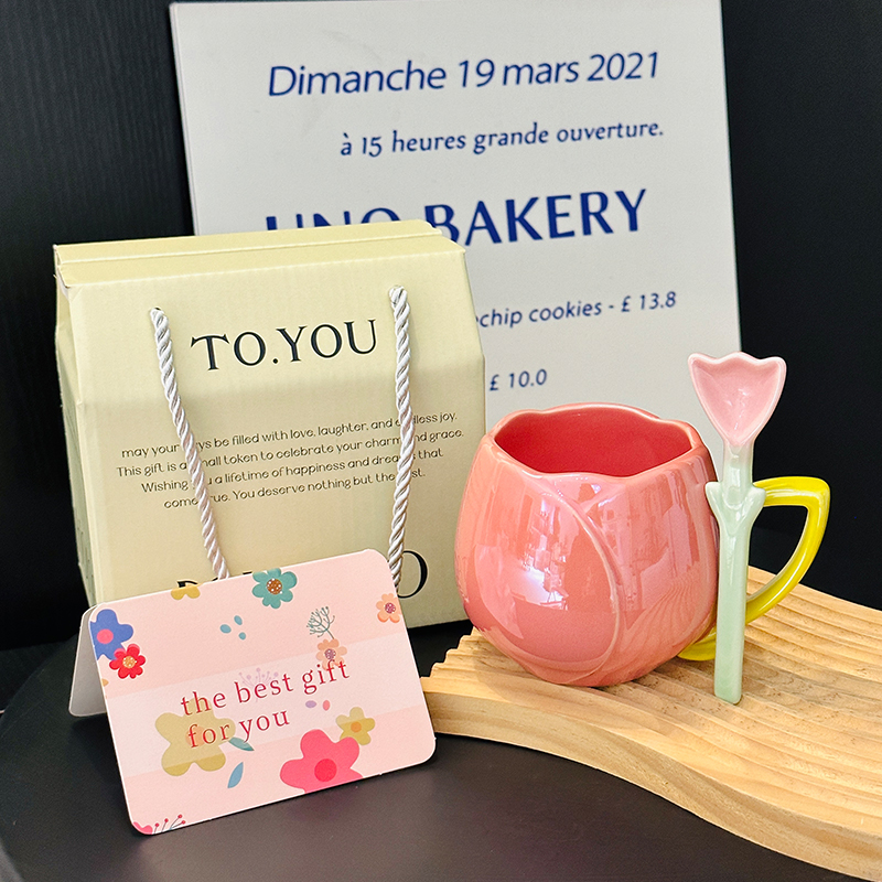 Light Luxury Tulip Ceramic Drinking Cup - Elegant Gift for Girls, Perfect Birthday Mug for Best Friends Light Luxury Tulip Ceramic Drinking Cup - Elegant Gift for Girls, Perfect Birthday Mug for Best Friends