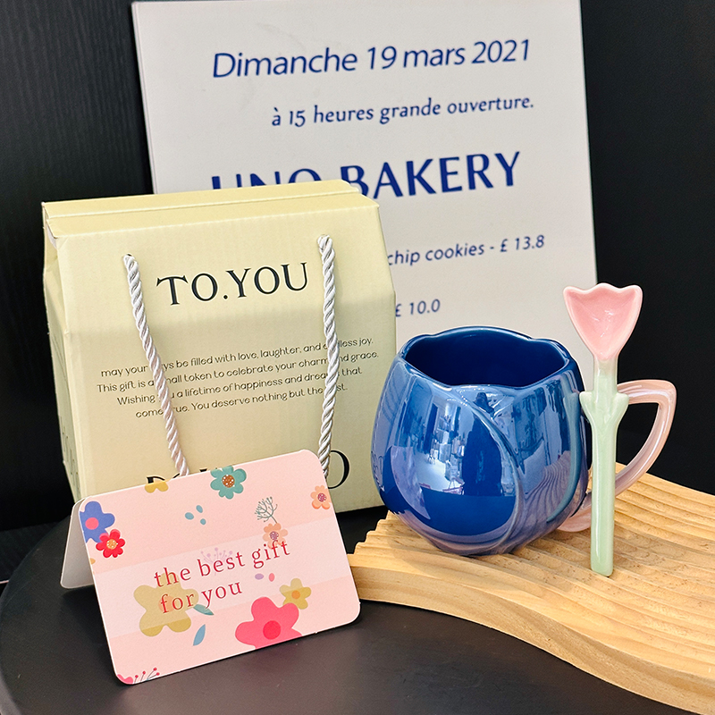 Light Luxury Tulip Ceramic Drinking Cup - Elegant Gift for Girls, Perfect Birthday Mug for Best Friends Light Luxury Tulip Ceramic Drinking Cup - Elegant Gift for Girls, Perfect Birthday Mug for Best Friends