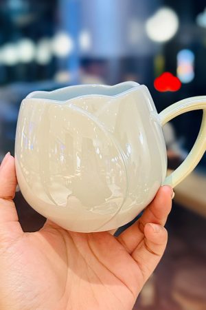 Light Luxury Tulip Ceramic Drinking Cup - Elegant Gift for Girls, Perfect Birthday Mug for Best Friends