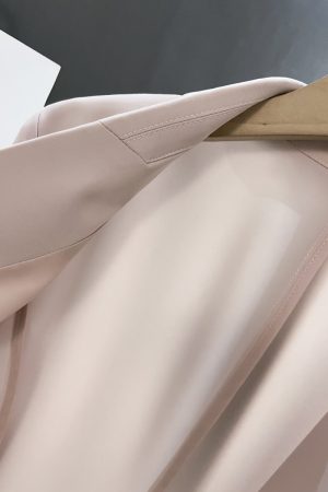 Light Pink Elegant Women's Blazer Jacket - Thin High-End Spring/Summer Suit Top for Intellectual Style
